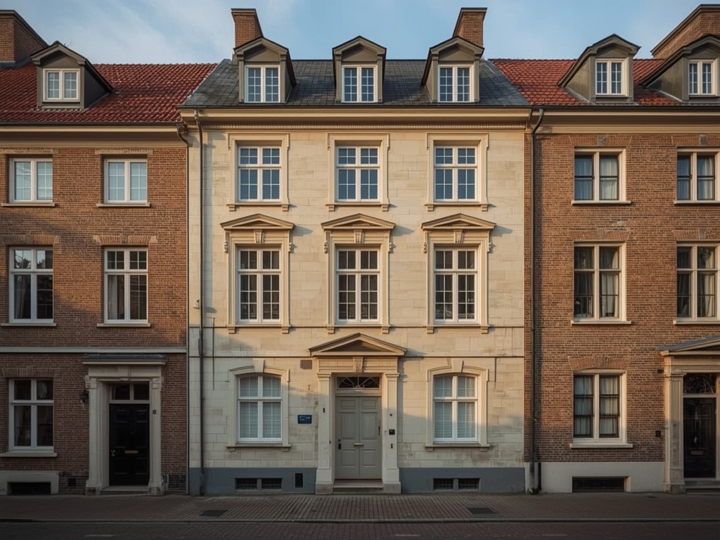 Mergelstenen woonhuis Valkenburg centrum voorzien van nieuw geplaatste witte kunststof kozijnen