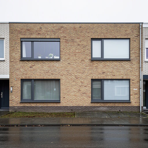 Moderne twee-onder-een-kapwoning in Vaals uitgevoerd met crèmekleurige kunststof kozijnen en openslaande deuren