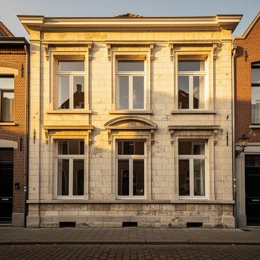 Voorgevel van een karakteristieke woning in Sittard met strakke witte kunststof kozijnen