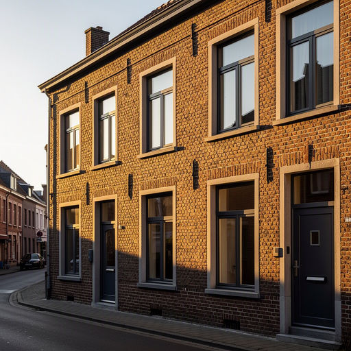 Kunststof kozijnen aan de voorgevel van een rijtjeshuis in Maastricht