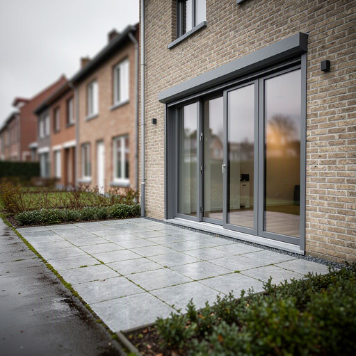 Monteur plaatst een kunststof schuifpui bij een woning in Maastricht